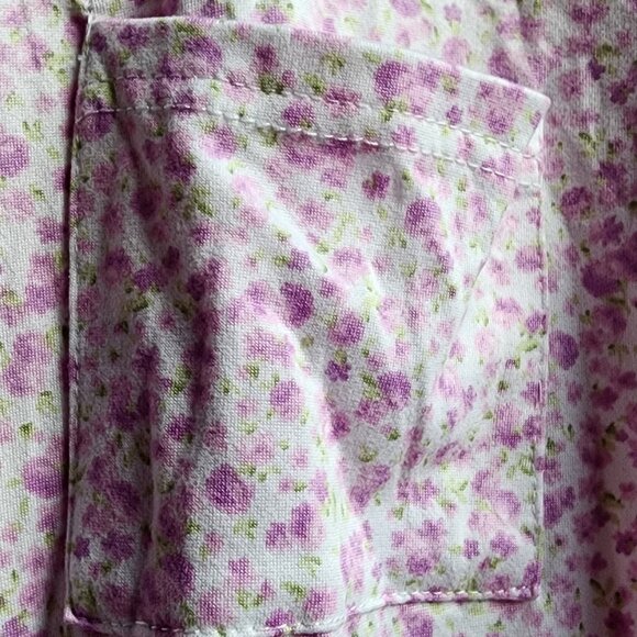 Laura Ashley Purple Floral Button Down Pajama Shirt Size Medium - Picture 10 of 16